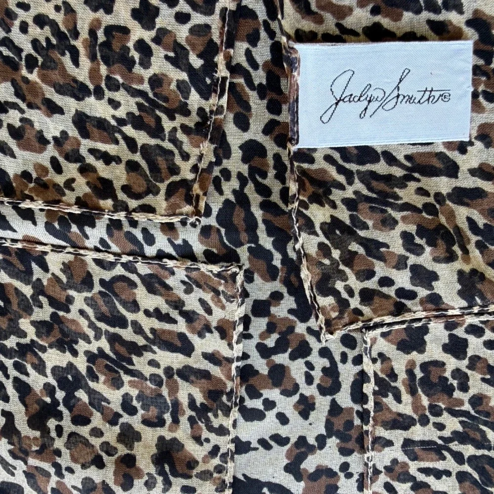Jaclyn Smith Leopard Zebra Print Square Scarf Brown Black Made in Italy